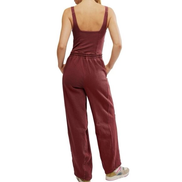 Free People Movement Sz Large Womens Crimson Red Inbound Romper Jumpsuit - Picture 11 of 16